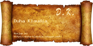 Duha Klaudia névjegykártya